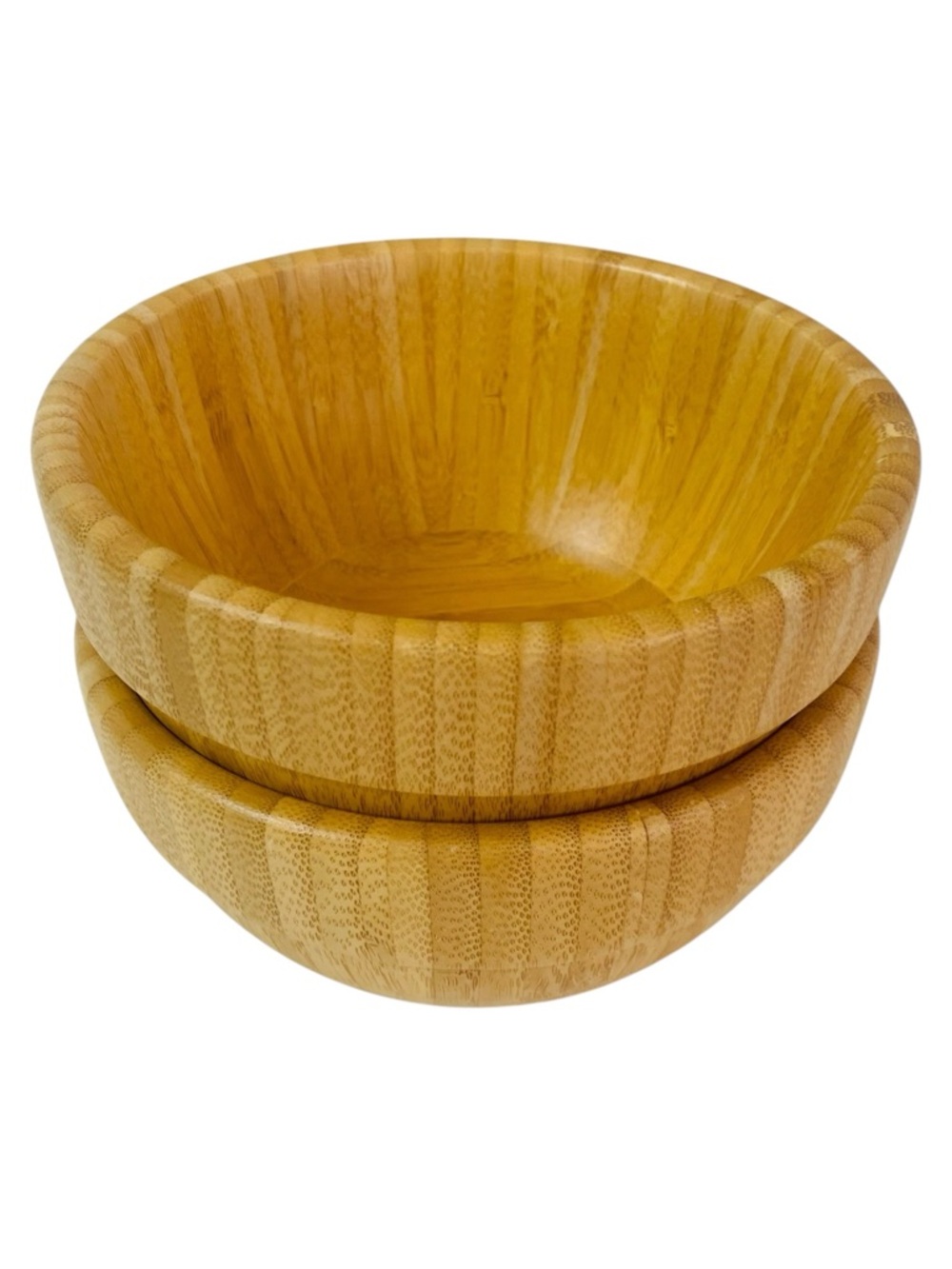 Set Of 2 Pampered Chef Bamboo Wood Salad Bowls